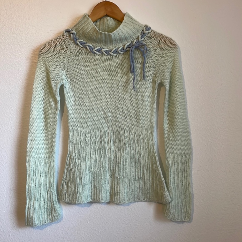 Anthropologie Sleeping On Snow Green Sweater Sz XS